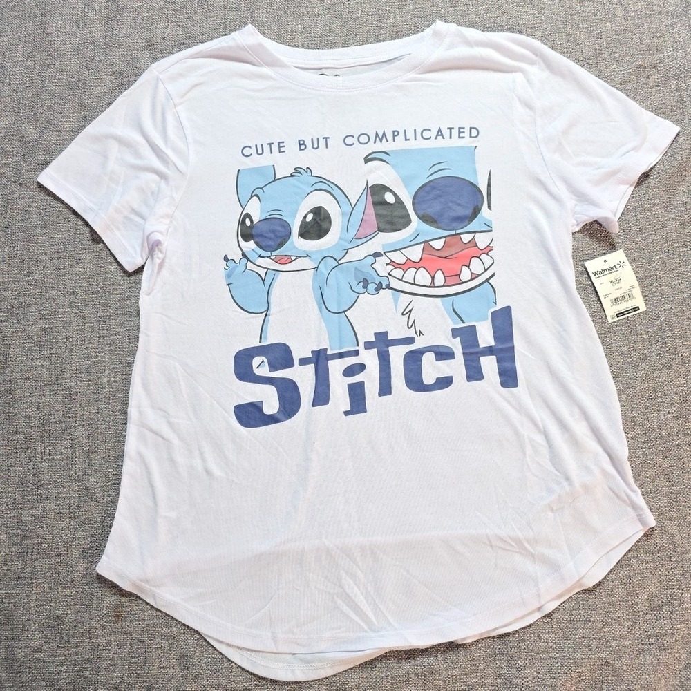 Disney Stitch Juniors XL Short Sleeve Graphic Shirt Cute But Complicated